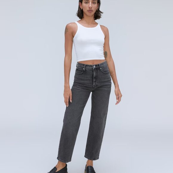 Everlane High-waisted Straight Leg Jeans Charcoal Black - Picture 1 of 3